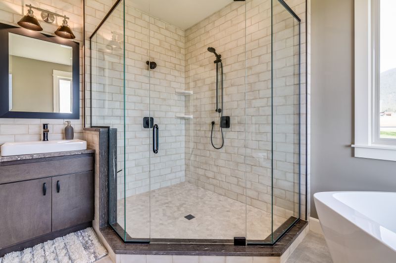 Glass Shower with Metal Frame